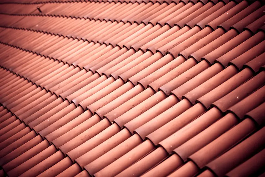 Close-up of a red clay tile roof