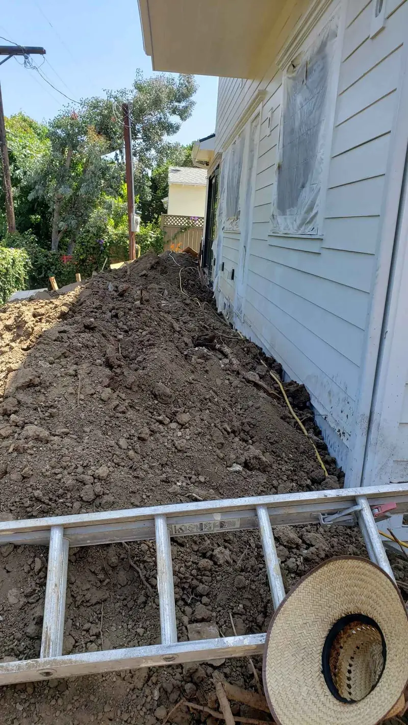 Excavation along the house for an addition