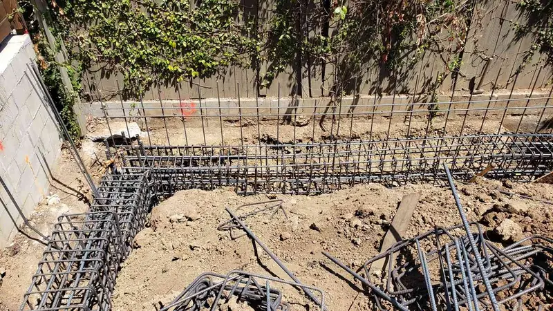 Foundation rebar for a new unit