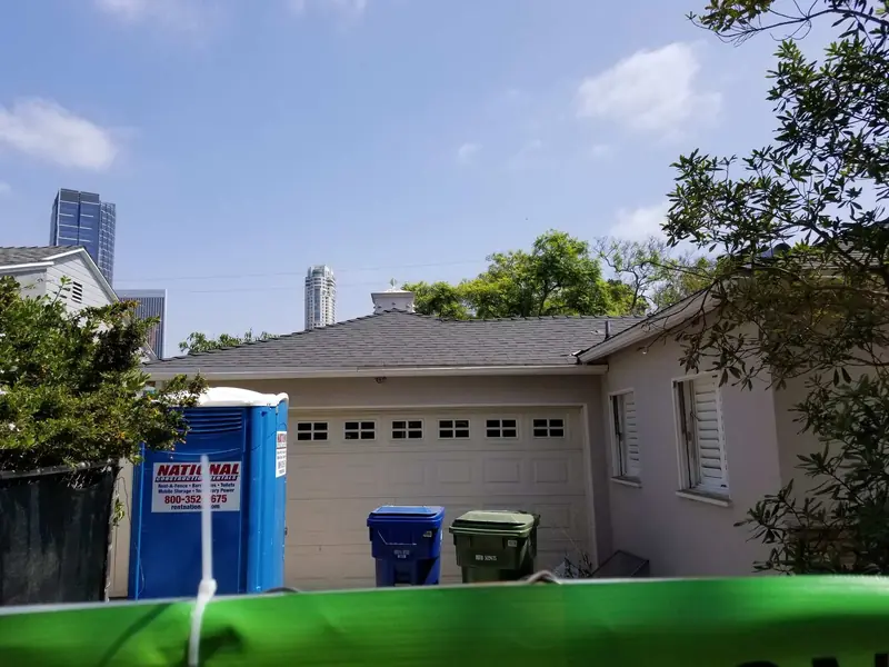 Garage before conversion, with the job site set up